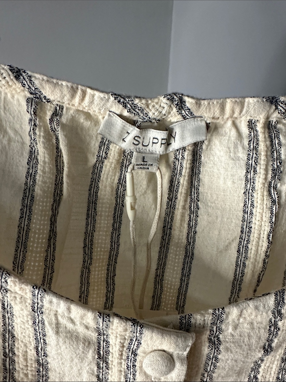 Striped Cream Button-Front Spaghetti Strap Top - Picture 3 of 4